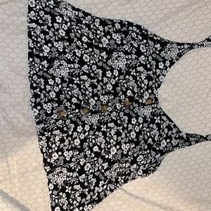 Hollister Medium Cropped Black Floral Tank